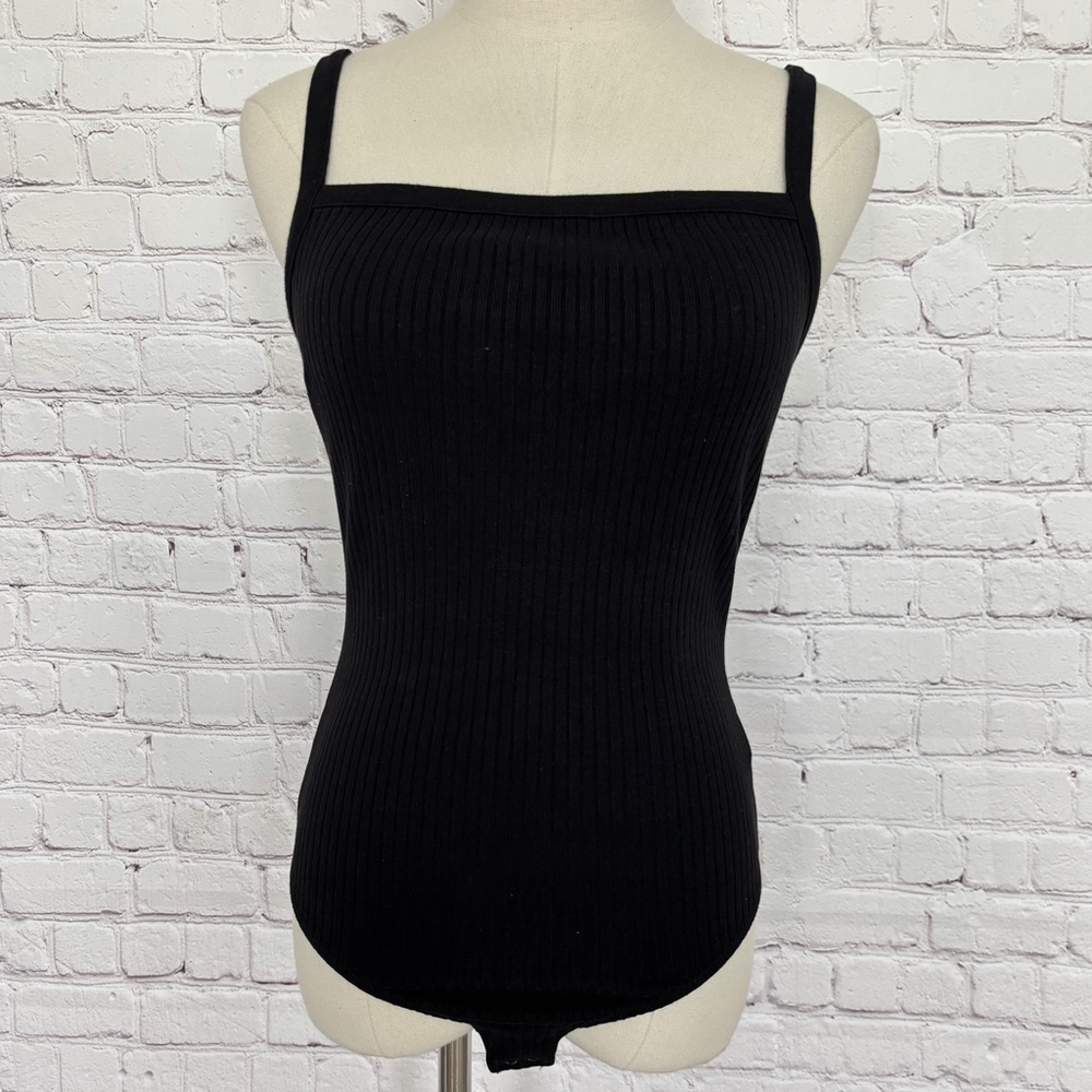 CITIZENS OF HUMANITY Harper Sleeveless Ribbed Black T-Back Bodysuit--L